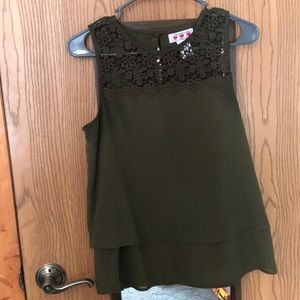 Olive green chiffon tank top